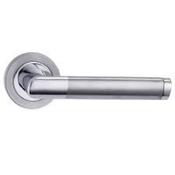  Fortessa Aztec Satin Polished Chrome Lever on Rose Door Handle Set image