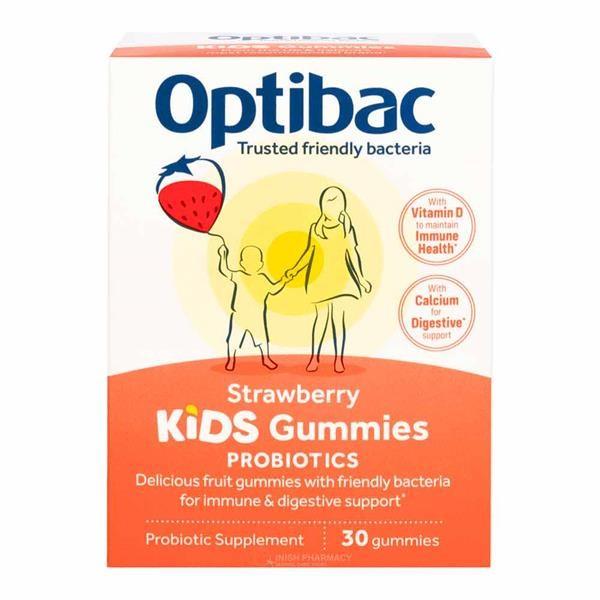 Optibac Kids Strawberry Gummies Probiotics 30 Count - Immune & Digestive Support, Vegan, Dairy Free, Gluten Free, GMO Free, Free from Gelatin, Free from Artificial Colours