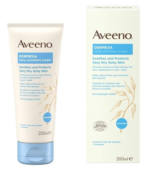 Aveeno Dermexa Emollient Cream for Very Dry Itchy Skin - 200ml - unscented - Dermatologist tested