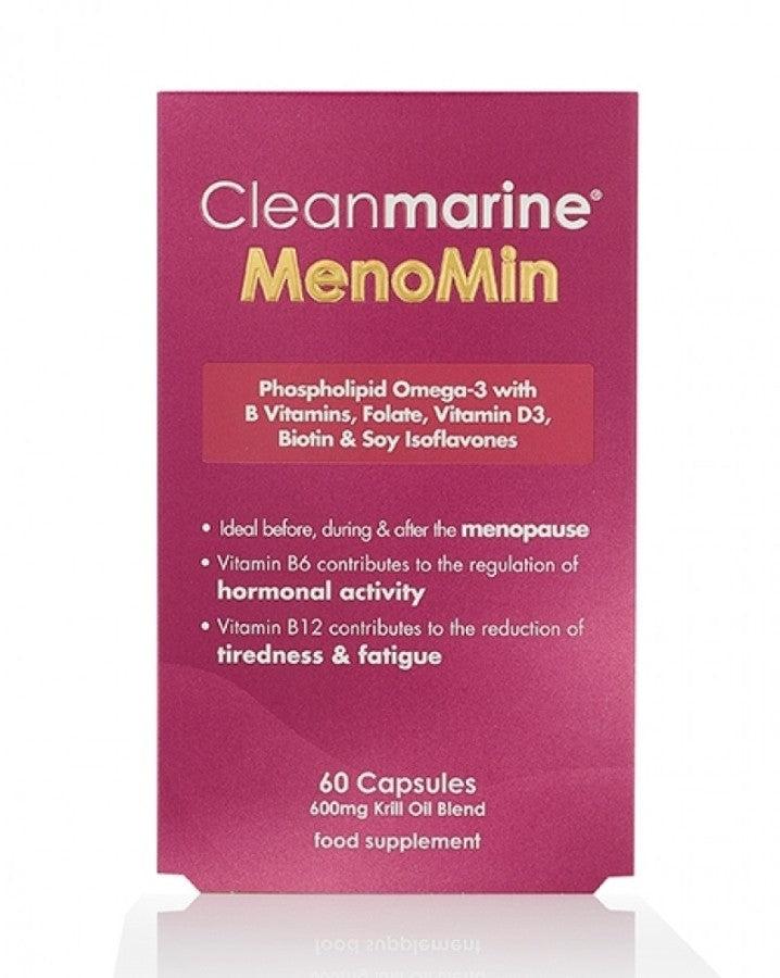 Cleanmarine MenoMin 60 Capsules - For Peri & Menopause - Hormones, Brain, Tiredness, Food Supplement