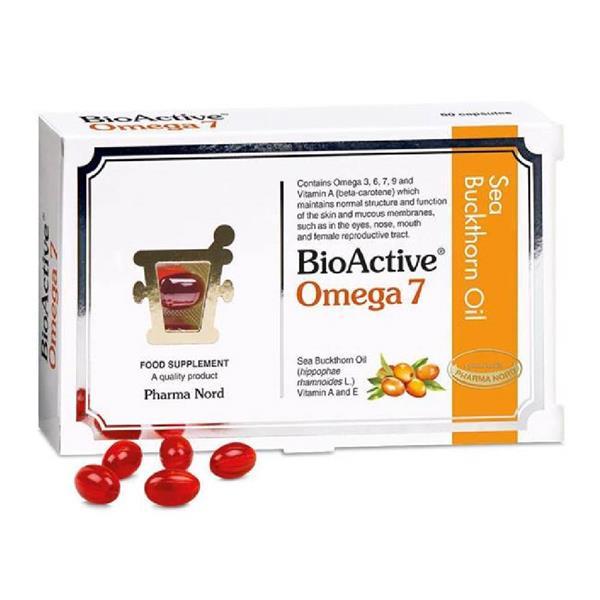 BioActive Omega 7 Supplement - 60 Capsules - Sea Buckthorn Oil, Omega 3, 6, 7, 9, Vitamin A, Pharma Nord