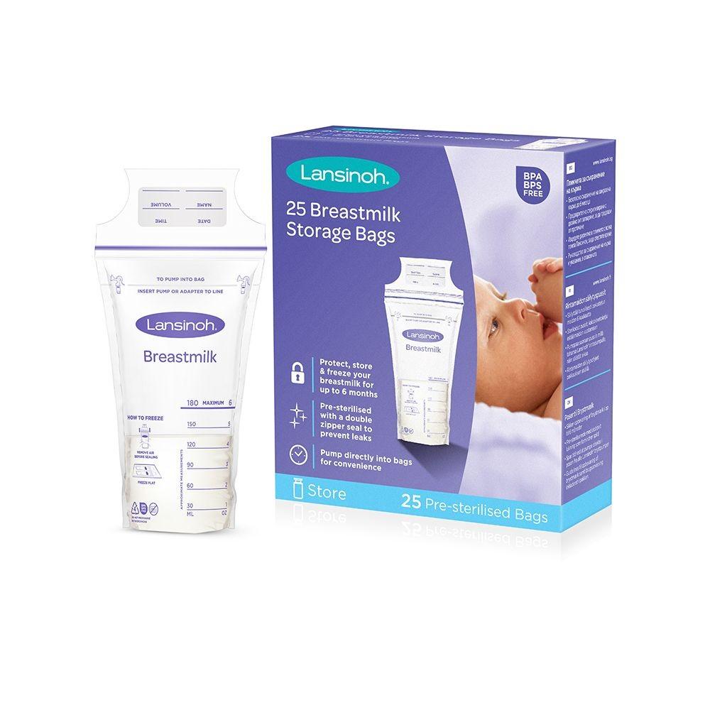 Lansinoh Breastmilk Storage Bags 25 Pack - Leak-proof, Pre-sterilized, BPA/BPS Free