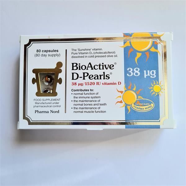 BioActive D-Pearls 38mcg Vitamin D Supplement 80 Capsules Pharma Nord
