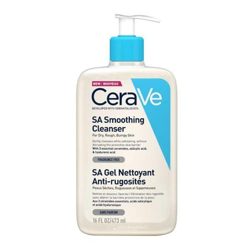 CeraVe SA Smoothing Cleanser 473ml for Dry, Rough, Bumpy Skin - Exfoliating, Fragrance Free with Salicylic Acid, Hyaluronic Acid, Ceramides