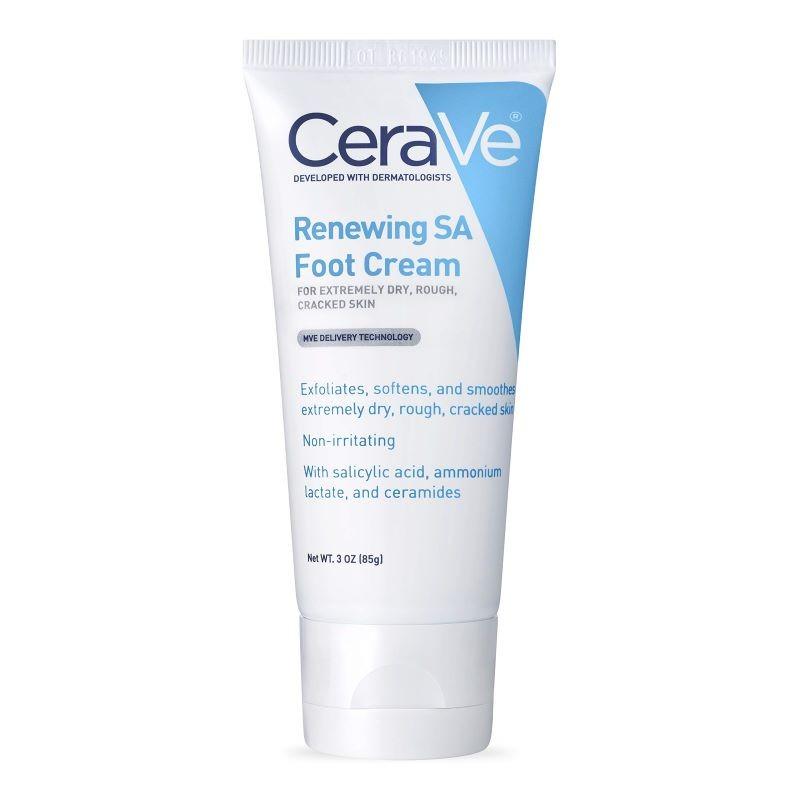 CeraVe SA Renewing Foot Cream 88ml - Exfoliates, Softens, Smooths, Fragrance Free, For Extremely Dry, Rough, Cracked Skin