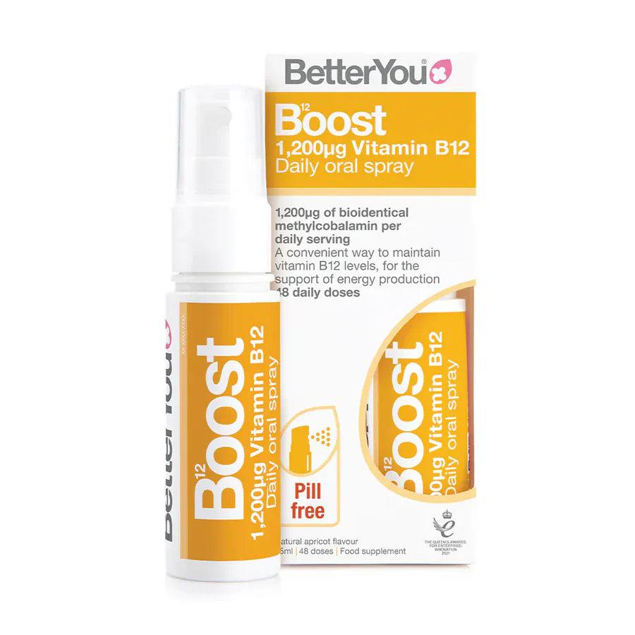 Better You B12 Boost Oral Spray 25ml - Energy Boost, 1,200µg Vitamin B12, Daily oral spray, Pill free, 48 doses