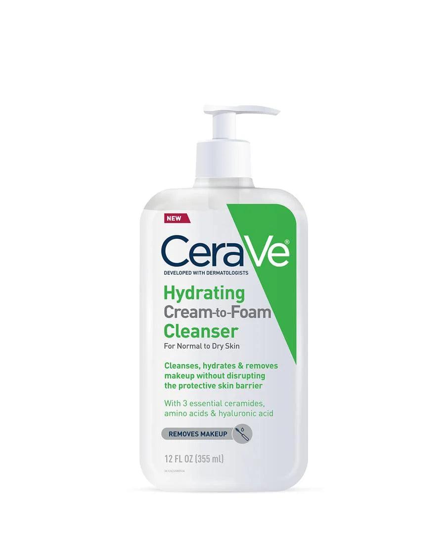 CeraVe Cream-to-Foam Cleanser for Normal to Dry Skin - Removes Makeup, Hydrating, With Ceramides, Hyaluronic Acid - 236ml