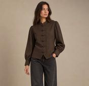 Anna - Brown Mandarin Blouse image