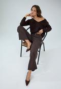 Anna - Chocolate Brown Wide Leg Jeans image