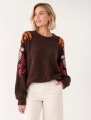 Anna - Brown Embroidered Knit Jumper