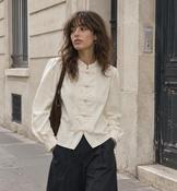 Anna - Cream Mandarin Blouse image