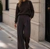 Anna - Brown Wide Leg Trousers