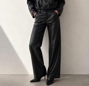 Anna - Black Faux Leather Trousers