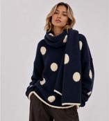 Anna - Navy Polkadot Knit Jumper
