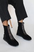 Wonders - C-7632 Black Suede Zip Ankle Boot image
