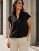 Anna - Black V Neck Top