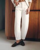 Anna - 7102 Cream Cropped Barrel Jeans image