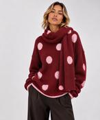 Anna -Burgundy Pokodot Jumper with Scarf Attached image