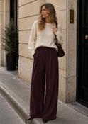 Anna - Burgundy Wide Leg Trousers