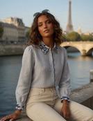 Anna - Blue Embroidered Collar Shirt