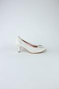 Le Babe - 3037 White/Silver Diamante Court Shoe