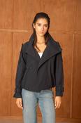 Anna - Navy Relaxed Fit Short Trench Style Coat [Preorder for September 25th]