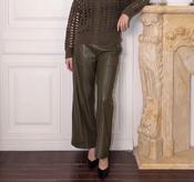 Anna - Khaki Faux Leather Trousers image