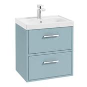 FINLAND Wall Hung Two Drawer Vanity Unit and Basin-50cm-Morning Sky Blue-Brushed Chrome Handle