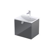 Bora Wall Hung 1 Drawer Vanity Unit - Gloss Graphite, 60cm image