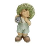 Boy Holds Solar Flash Light Garden Ornament