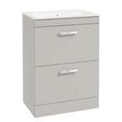 Corta Floorstanding 60cm Two Drawer Unit -Chrome Handles - Morning Mist