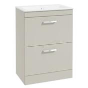 Corta Floorstanding 60cm Two Drawer Unit -Chrome Handles - Whispering Willow