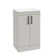 Corta Floorstanding 50cm Two Door Unit-Black Handles - Morning Mist