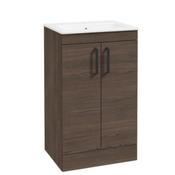 Corta Floorstanding 50cm Two Door Unit-Black Handles - Sable Ash
