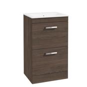 Corta Floorstanding 50cm Two Drawer Unit -Chrome Handles - Sable Ash
