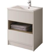 Lucca Floor Standing Sink Cabinet (with basin) - Matt Dove Grey, H: 825 x W: 600 x D: 460mm image