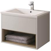 Lucca Wall Hung Sink Cabinet (with basin) - Matt Dove Grey, H: 525 x W: 800 x D: 460mm image
