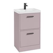 FINLAND 50cm Two Drawer Floor Standing Vanity Unit - Matt Black Handle - Matt Cashmere Pink image