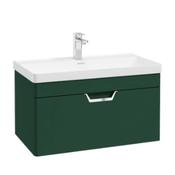 Freya Wall Hung 80cm Single Drawer Vanity Unit- Chrome Handles - Wreath Green