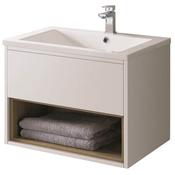 Lucca Wall Hung Sink Cabinet (with basin) - Gloss White, H: 525 x W: 800 x D: 460mm image