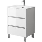 Harvey 3 Drawer Sink Cabinet - Gloss White, H: 840 x W: 595 x D: 450mm image
