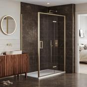 Merlyn 6 Series Sleek Hinge Door - Brushed Brass, Inline 1200mm