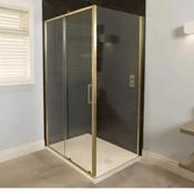 Merlyn 6 Series Sleek Sliding Door - Brushed Brass, 1000