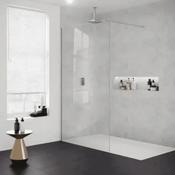 Merlyn 8mm Wetroom Panel - 600mm (exc. Bracing Bar), Chrome