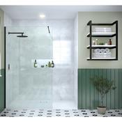 Merlyn 8mm Wetroom Panel - 1200mm (inc. Bracing Bar), Matt Black