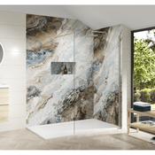 Merlyn 8mm Wetroom Panel - 300mm (exc.Bracing Bar), Brushed Nickel