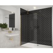 Merlyn 8mm Wetroom Panel - 1400mm (inc. Bracing Bar), Brushed Brass image
