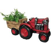Red Tractor with Trailer Planter