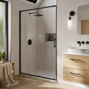 Merlyn 6 Series Sleek Sliding Door - Matt Black, 1200mm