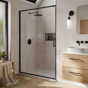 Merlyn 6 Series Sleek Sliding Door - Matt Black, 1400mm